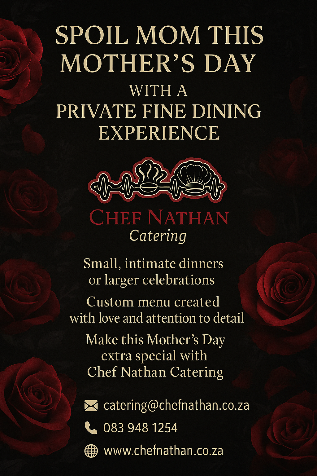Mother's Day catering from Chef Nathan Catering, featuring a variety of delicious dishes