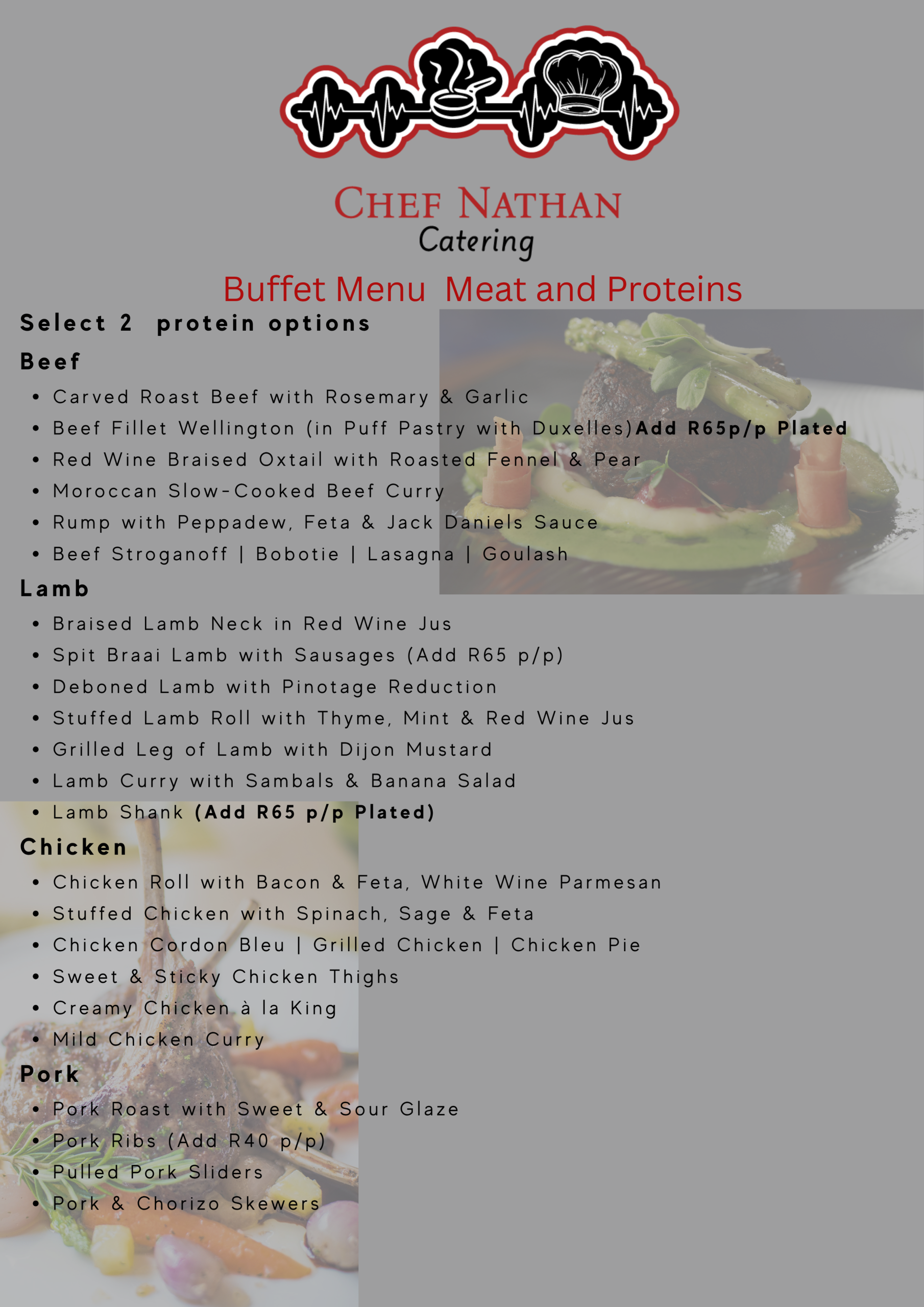 Buffet protein menu options